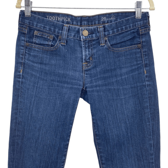 J. Crew Low-Rise Blue Jeans SZ 25 (0) Denim Toothpick Skinny Ankle Medium Wash - Picture 4 of 14